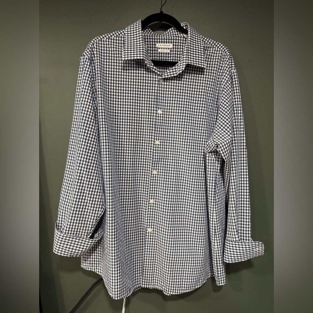 J. M. Haggard Blue and White Gingham Dress Shirt